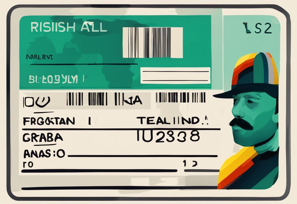 Ilustración digital moderna con tema en color teal, mostrando a un residente español sosteniendo un NIE español en una mano y un billete de avión a Irlanda en la otra.